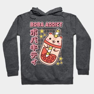 Boba Addict Cute Kawaii Cat Bubble Tea Cup Hoodie